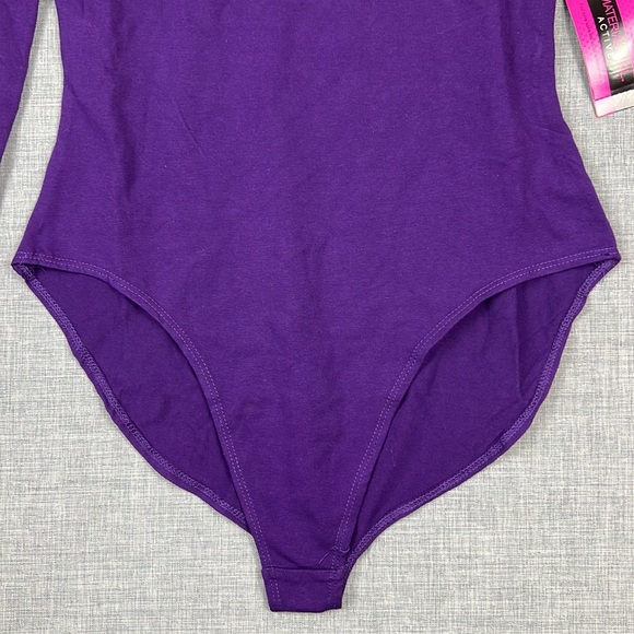 Material Girl Purple & White Stripe Leotard Bodysuit Juniors Size Medium - Picture 5 of 6